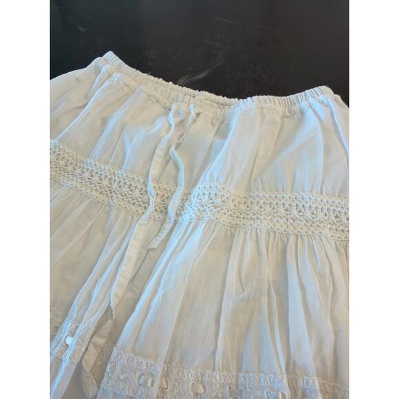 Faunt white tiered 100% Cotton BOHO prairie skirt SM - Picture 4 of 13